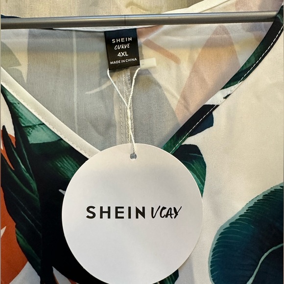 SHEIN VCAY Plus Tropical Print Ruffle Trim Dress - Picture 6 of 6